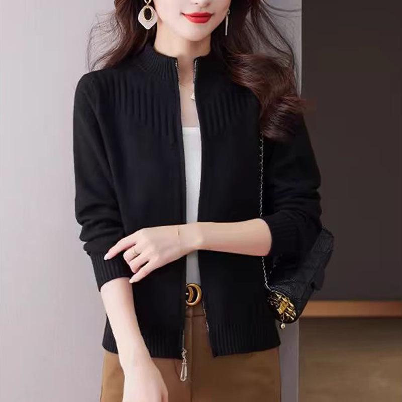 

Куртка-свитер на молнии для женщин весна-осень-зима, универсальный вязаный кардиган для женщин 3XL