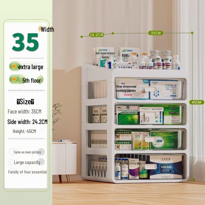 Large Capacity Family Medicine Storage Organizer Drawer Type Cabinet