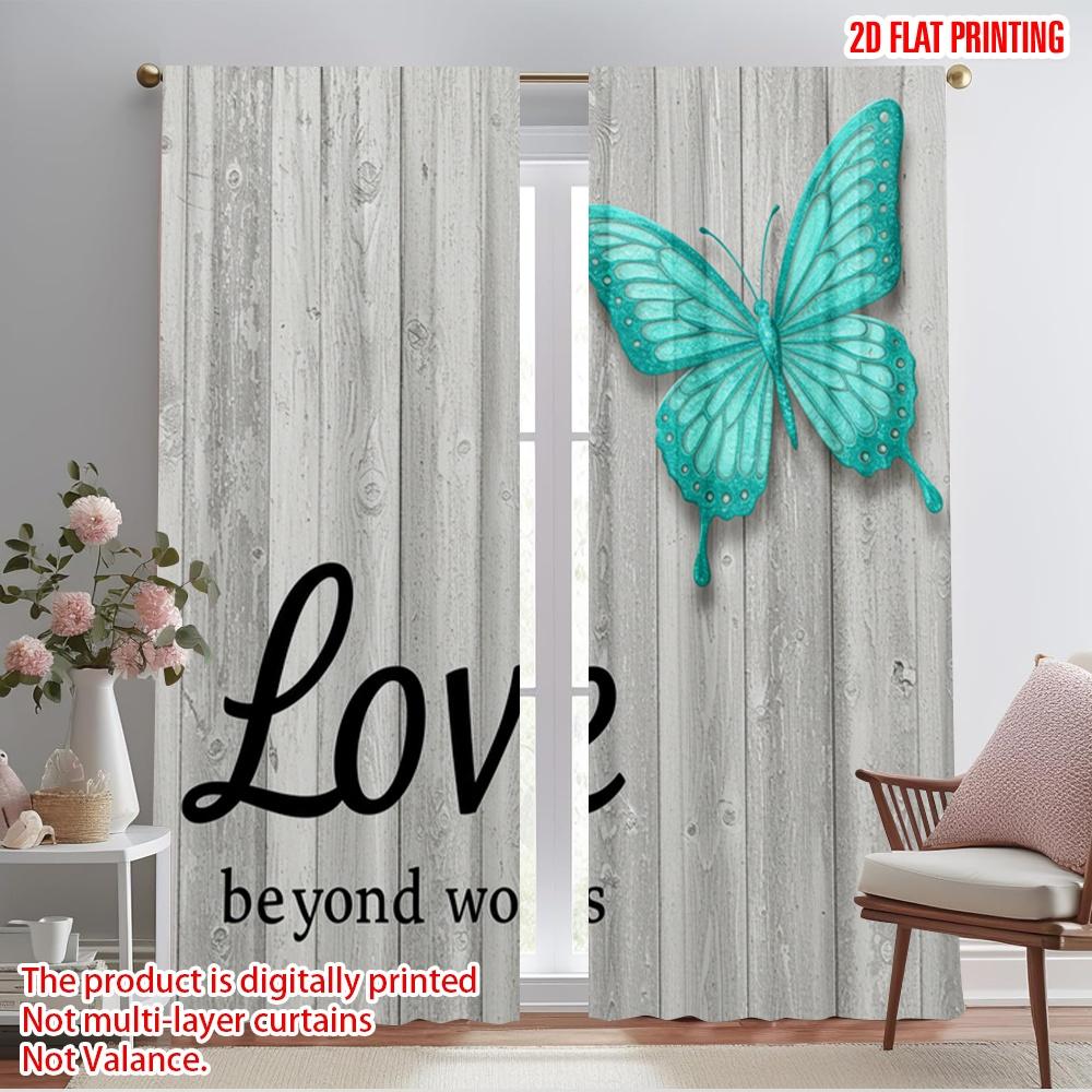 

2pcs 2D flat printing Drapes Beautiful Butterfly Love Polyester Without Electricity All Season Party & Holiday Decor Use for 52.50×116.00 CM 2pcs