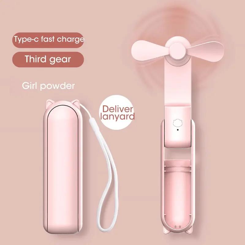 Mini Portable Foldable Fan USB Rechargeable 2000mAh Cooler Collapsible Handheld Desktop Fan Quiet for Home Office Desktop Fan