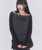 ILLIGO Raglan Off-Shoulder Long Sleeve Striped Charcoal