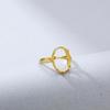 Gold-Plated S925 Sterling Silver Geometric Hollow Ring for Women - Handmade Fashion Trend Style, Unset 10x14.