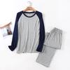 Traje de Pijama de Pantalón Largo de Manga Larga de Modal para Hombre Primavera y Verano Talla Grande Traje Activo para Estar en Casa Primavera y Otoño