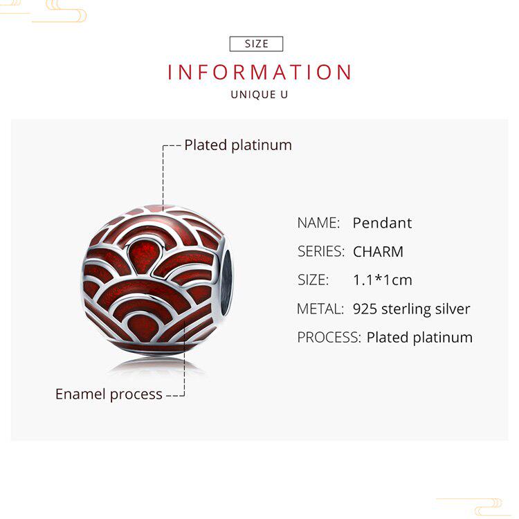 Bamoer 925 Sterling Silver Chinese Red Lantern Beads Lucky Charm Fit Original Bracelet Pendant