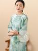 Johnature Chinese Style Ramie High Quality Dress Spring Summer Stand Retro Women A-Line Print Floral Dresses
