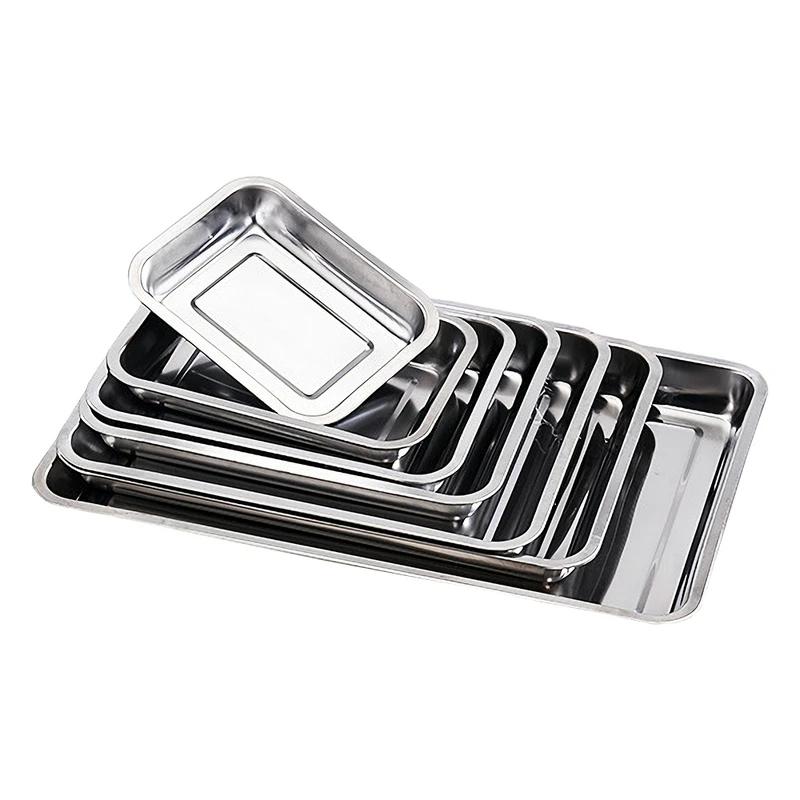 1PCS Deep Service Storage Tray Pan Stainless Steel BBQ Plates For Food Container Steamed Dishes Kitchen Pastry Baking Tools