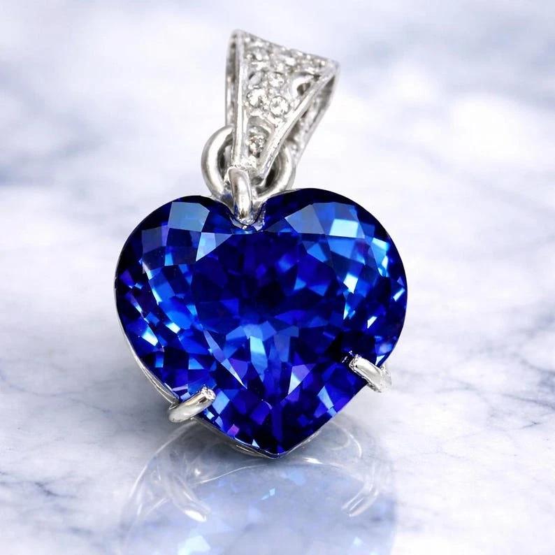 Natural Blue Tanzanite Pendant Gemstone 925