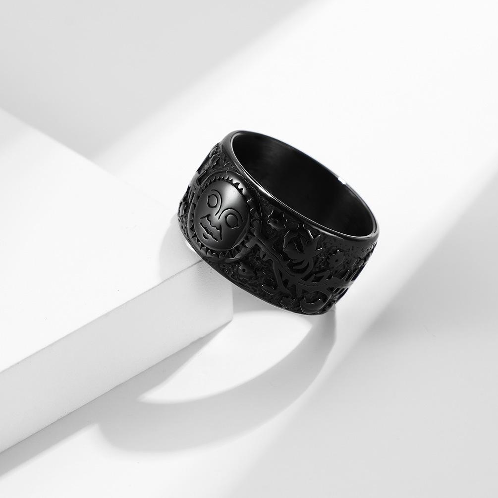 Europäischer und Amerikanischer Retro-Stil Sonne Stern Mond Titanstahl Herrenring Ring