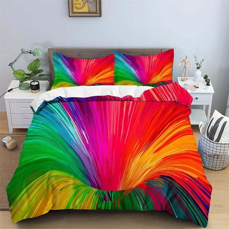 3D Duvet Cover Psychedelic Abstract Double Queen Bedding Set 2/3pcs Quilt Cover with Zipper King Size Polyester Comforter Cover