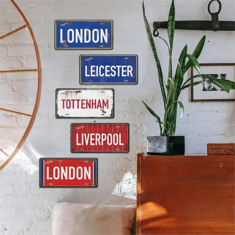 Vintage Famous City Metal Sign Licenses Plate Plaque Tin Sign for Man Cave Bar Pub Club Dad's Garage Workshop Wall Decoration