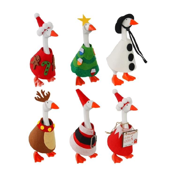 Elegant Holiday Porch Geese Decoration For Christmas New Year Outdoor Garden Yard Decoration Fabric Accessory