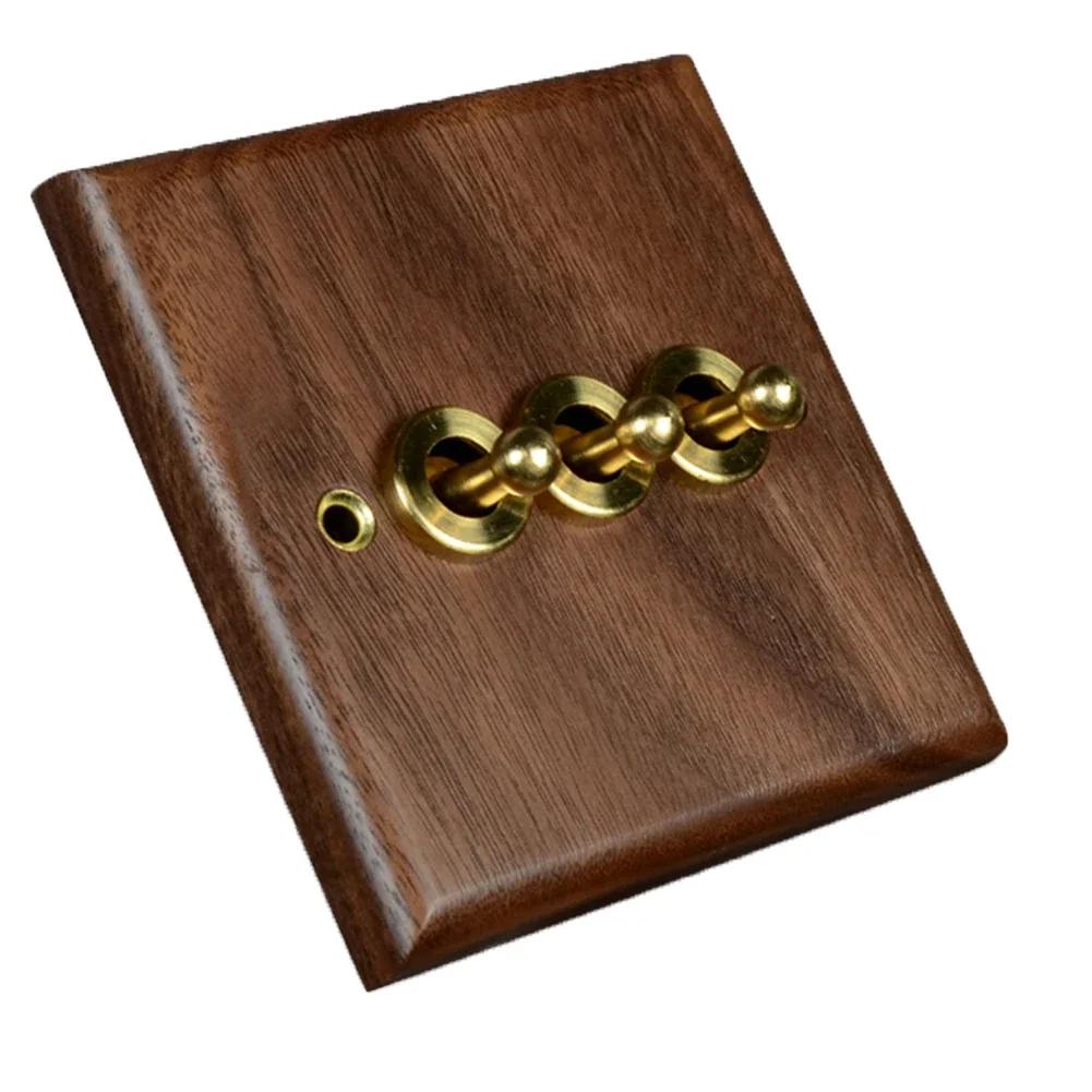 86x86mm Kipplichtschalter Handgefertigt Nussbaumholz Schalter Schalter Retro-Stil Einfache Installation Funktional Ästhetisch