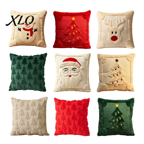 Cozy Plush Pillow Cover Christmas Throw Cover, 18x18 Inch Cushion 3D Snowman Festive Snowflake Reindeer Patterns Pattern, Case for Holiday Home