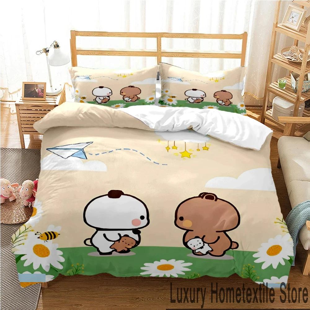 Druk 3D Bubu Dudu Kreskówkowy Niedźwiedź Panda Pościel Chłopcy Dziewczynki Rozmiar Pojedynczy Queen King Poszewka na Kołdrę Poszewka na Poduszkę Łóżko Chłopcy Dorośli