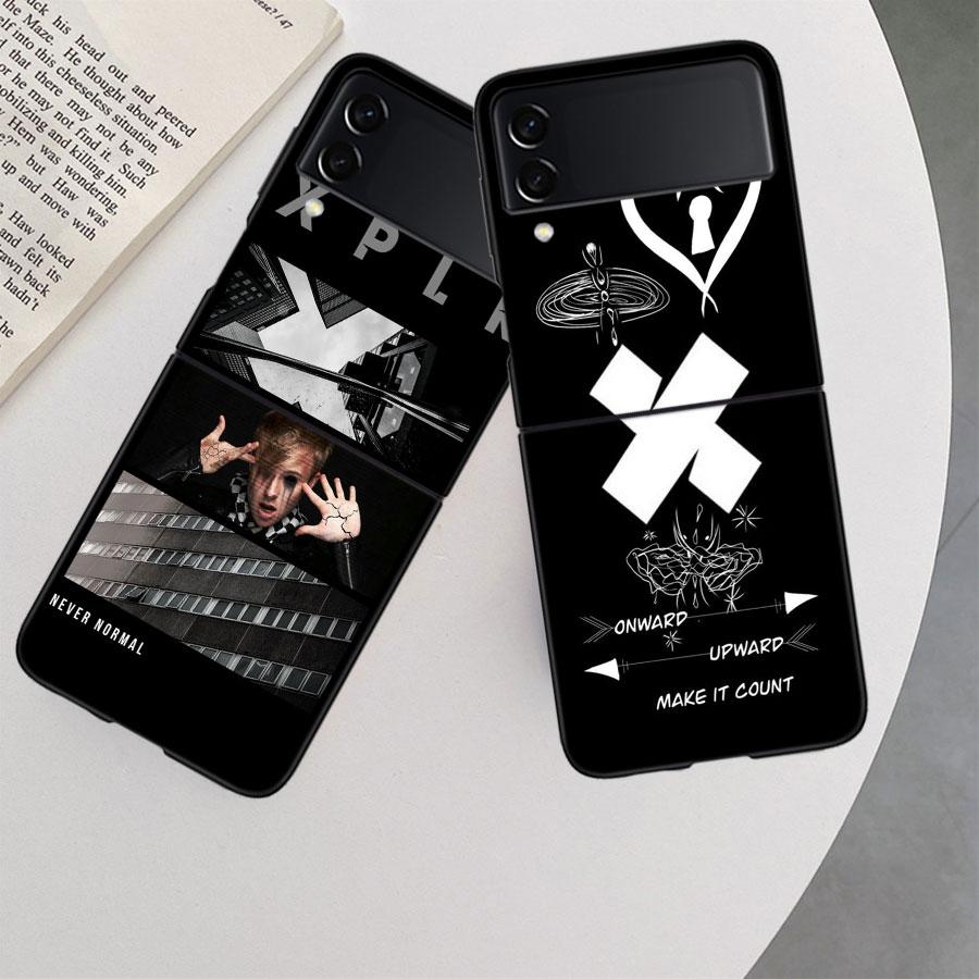 Sam and Colby XPLR Case For Samsung Z Flip 6 5G Galaxy Z Flip 5 4 3 5G Black Hard Cell Phone Cover Luxury PC Shell Coque