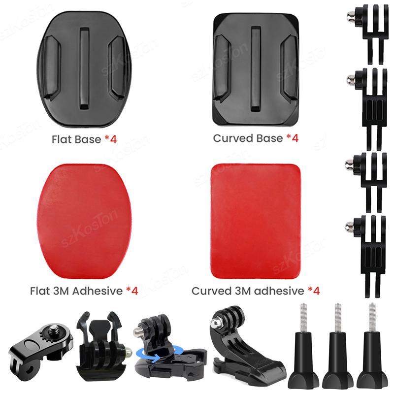 Helmet Adhesive Sticky Mounts Flat Curved Mount For GoPro Hero 13 12 11 10 9 8 Insta360 X5 X4 AKASO DJI OSMO Action 5 Pro SJCAM
