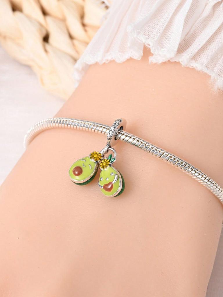 Charms Plata Copper Colors Avocado Strawberry Beads Charm Pendant For Original Bracelet For Women Diy Jewelry Love Gift