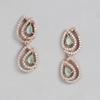 Estele Women's Shiny Rose Gold Zircon Mint Green Stone Necklace Set