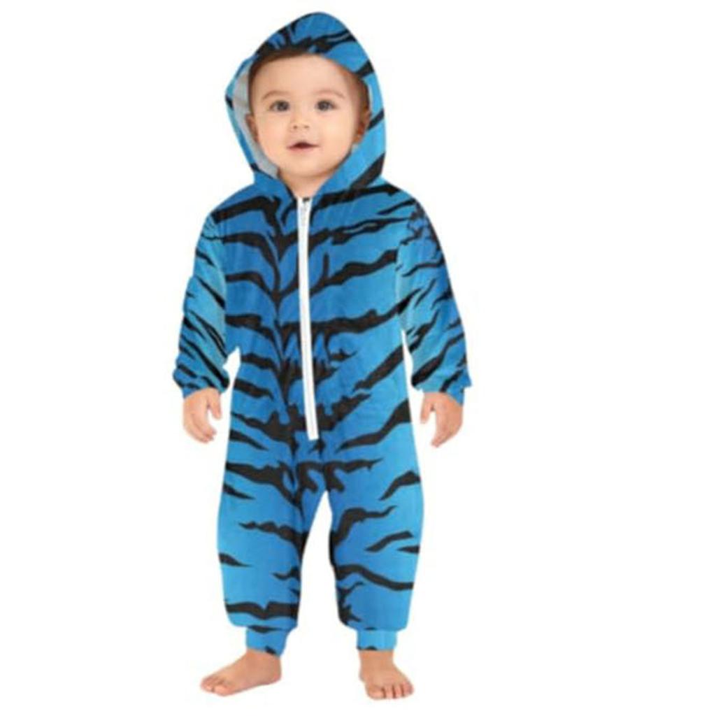 Matching Family Outfits - Striped Print Family Matching Hooded Zip-Up Onesie Loungewear