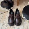 British style small leather shoes women's 2025 summer new retro Japanese thick-soled heightening lace-up Internet celebrity loafers women's singl