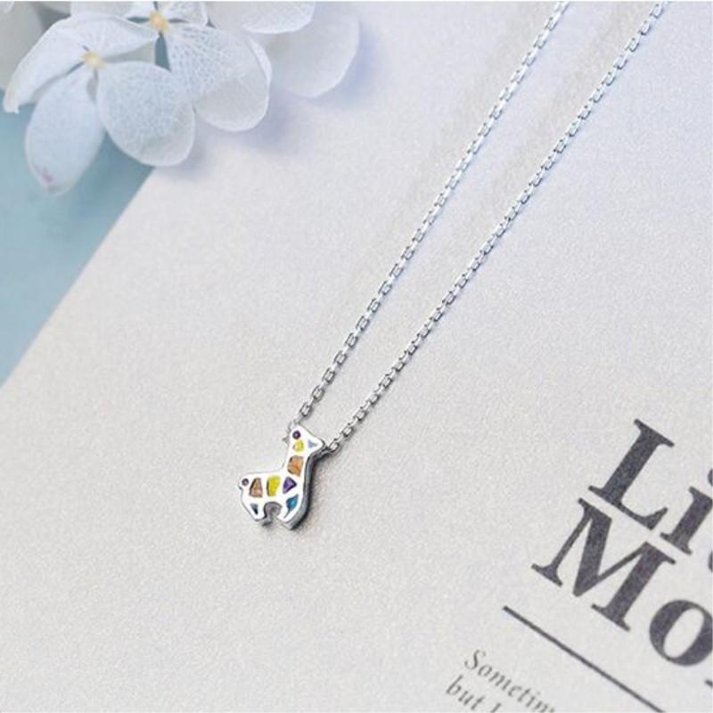 New Beautiful Colorful Temperament Fashion 925 Sterling Silver Jewelry Exquisite Giraffe Clavicle Chain Pendant Necklaces XL121