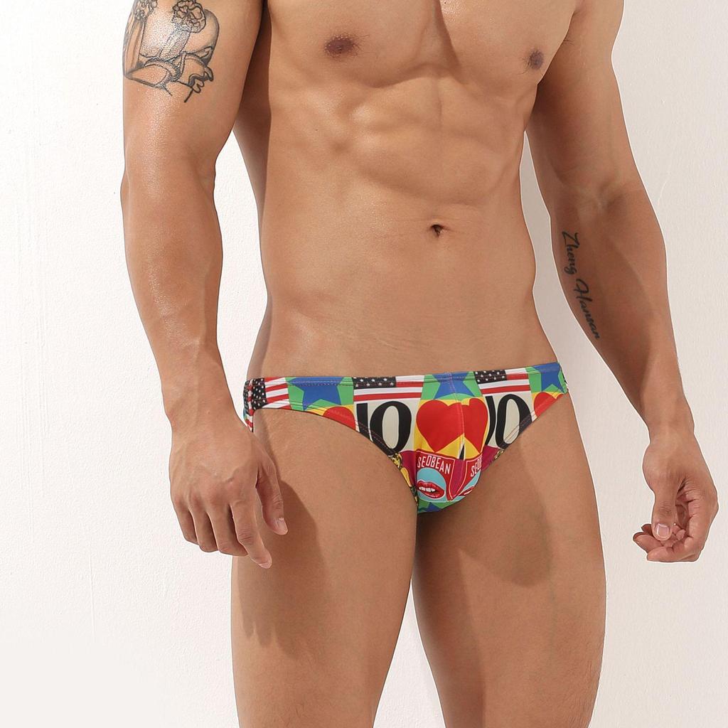Men's Sexy Printed Briefs Fashionable Cute Style Low Rise Underwear Thin Comfortable And Intimates Briefs