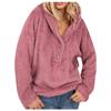 Women Casual Plus Size Loose Hoodie Plush Button Solid Color Loose Sweater Top