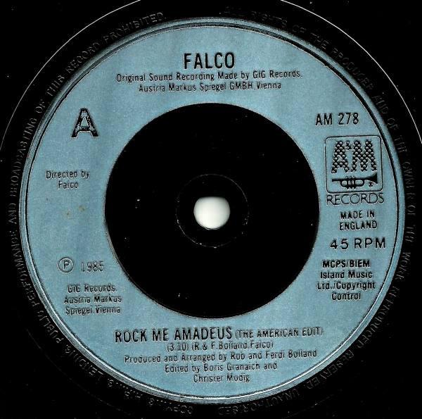 

7inch Record FALCO - Rock Me Amadeus (The American Edit) AM278 A&M Records 1986 UK Dance & Electronica Used