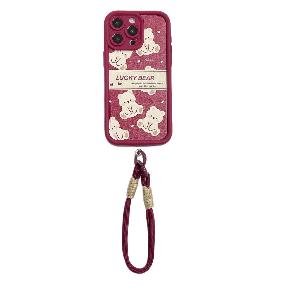 Applicable To OPPO Reno16Pro Cartoon Mobile Phone Case A6X Bear Sticker A78 Protective Case A6 Hand Rope