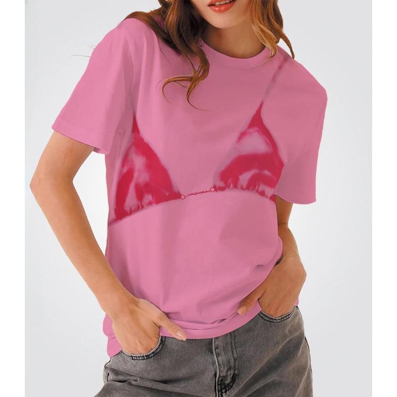 

Summer Bikini T-shirt 3D Printed Spicy Women s Fashion Round Neck Short Sleeved Shirt S
