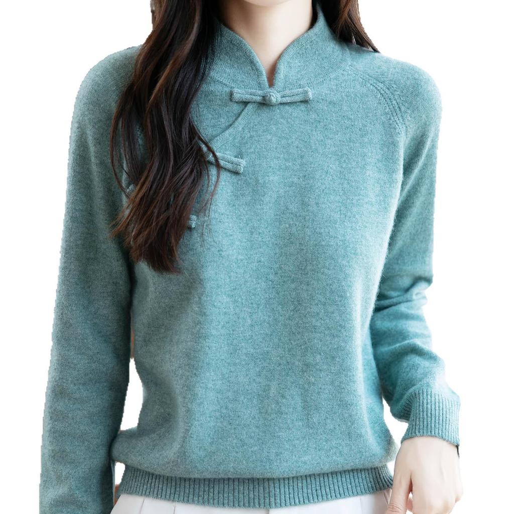 Women's 100% Wool Retro Frog Button Pullover Sweater, 2025 Style