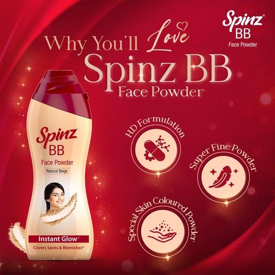 Spinz BB Brightening & Beauty Face powder for Instant Brightness | Covers Dark Spots| Lasts 2X Longer | Natural Beige | 70g Each (Pack of 2)
