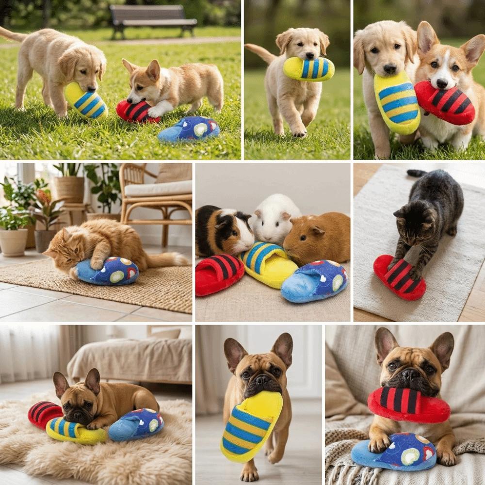 3PCS Long Lasting Plush Squeaky Toy Colorful Stripe Interactive Dog Toy Boredom Relief