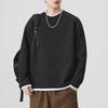 SH&Trend Men's Heavyweight 300g Round Neck Hoodie - Autumn/Winter Patchwork Long Sleeve Pullover