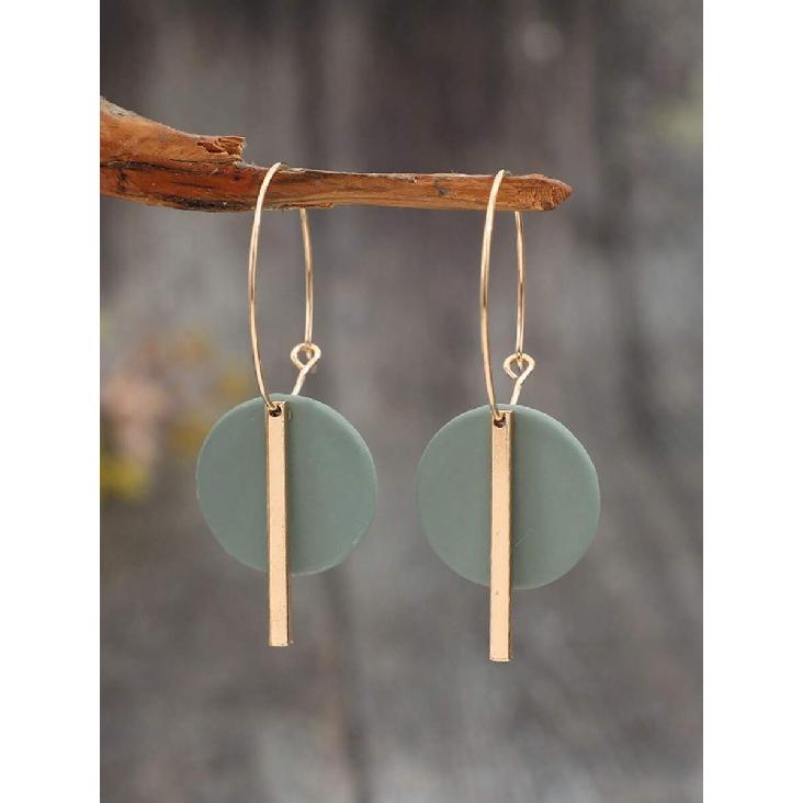 1 Pair Bohemian Minimalist Geometric Circle & Bar Shape Alloy Hoop Earrings, Fashion Multi-Color Alloy Earring Rings For Women, Gift