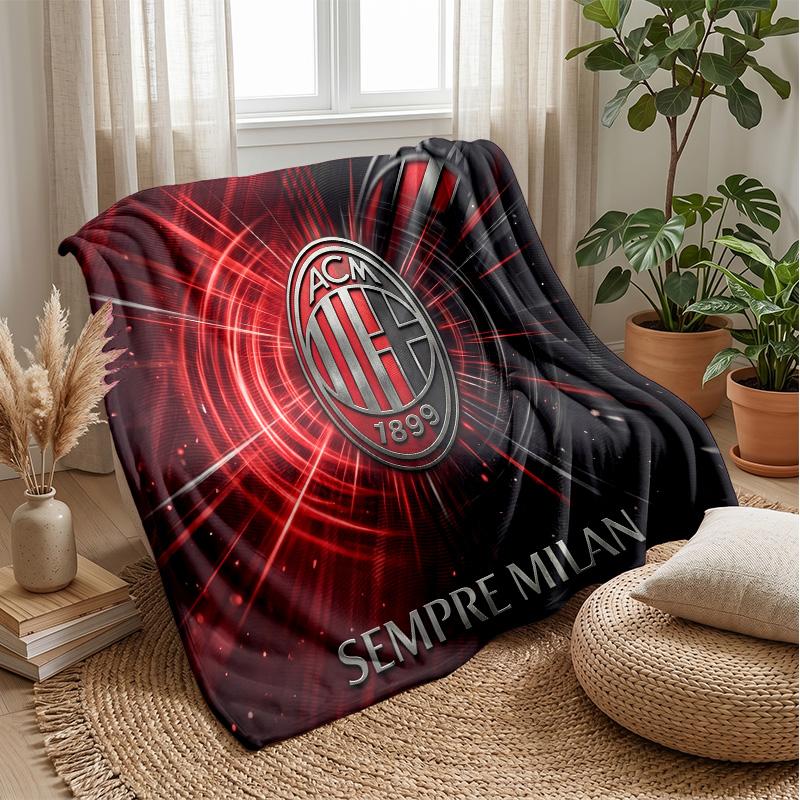 AC Milan Theme Blanket Soft Flannel Blanket Plush Throw Blanket Cozy Sofa Bed Blanket for Home Decor