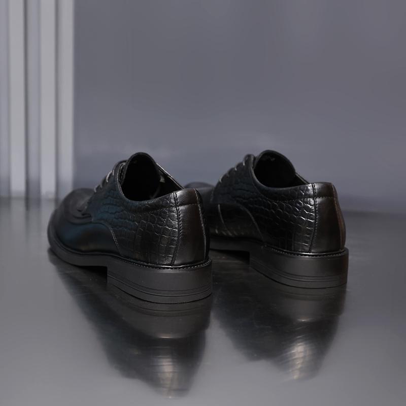 Fashion Golden Sapling Cowhide Men Shoes Male Party Dress Formal Lace Up Oxfords Shoe Genuine Leather Derby High Quality Thick Bottom