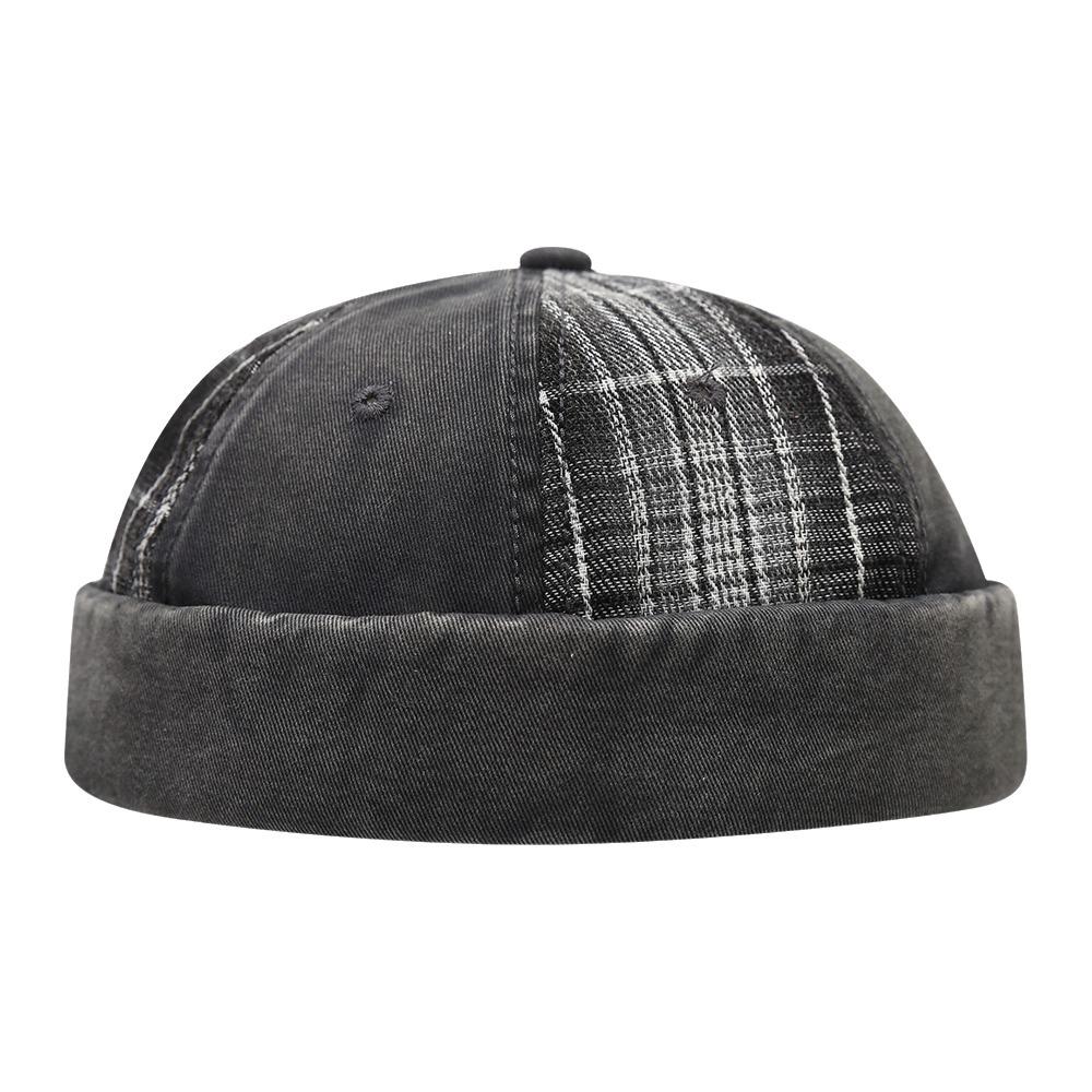 Modische Vintage Schirmlose Docker-Kappe Gewaschen Aufgeschlagene Kuppelhut Verstellbare Baumwolle Melonen-Beanie-Mütze Streetwear