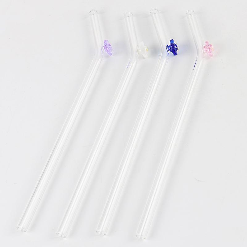 Flower Glass Straw Reusable Drinking Straws Cute Straw For Festival Party Wedding Cocktail Bar Beachs