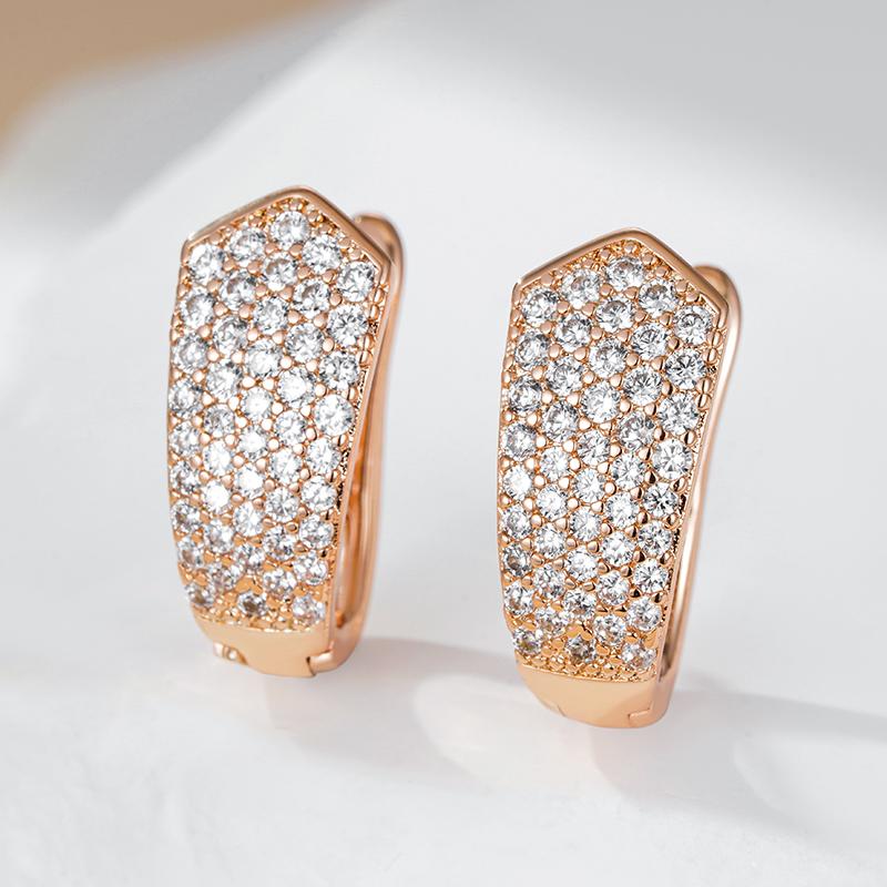 Rose Gold Color English Earrings For Women Full Shiny Natural Zircon Accessories Wedding Jewelry Valentines Gifts
