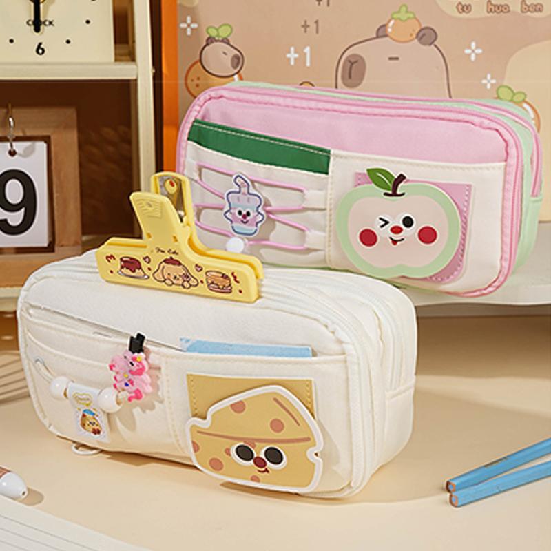 Panda Pencil Bag Green Multi-Layer Large Capacity Pensil Case Cute Cartoon Pen Holder Stationery School Supplies Gift Organizer