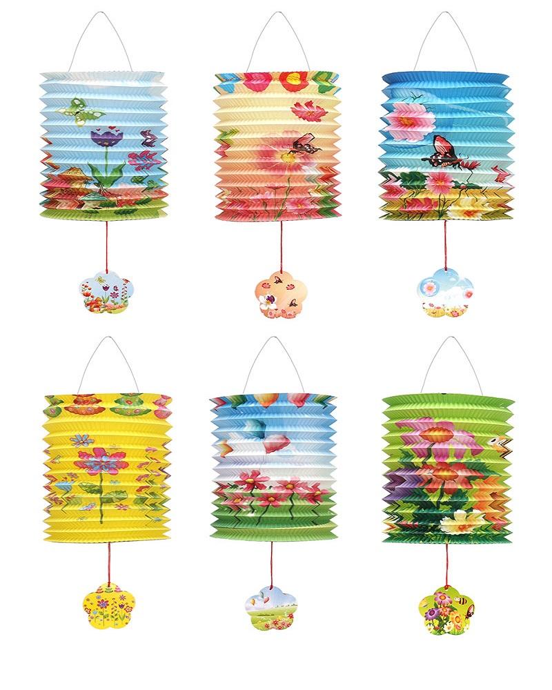 10/12pc Traditional Mid-autumn Festival Hanging Paper Lantern Folding Organ Design Chinese Style Festival Decor Portable Lantern