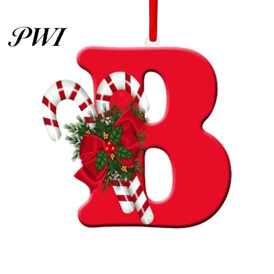 Christmas Party Themes Red Color 26-Letter Hanging Ornaments with Lanyard & Flower Charms Cute Decorations Tree Drop Decoration Holiday New Year Home