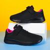Breathable Boys' Double Mesh Running Shoes - Soft Sole, All Black, Medium to Large Sizes