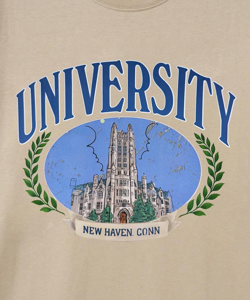 YALE Harkness Tower Graphic T-Shirt_Beige