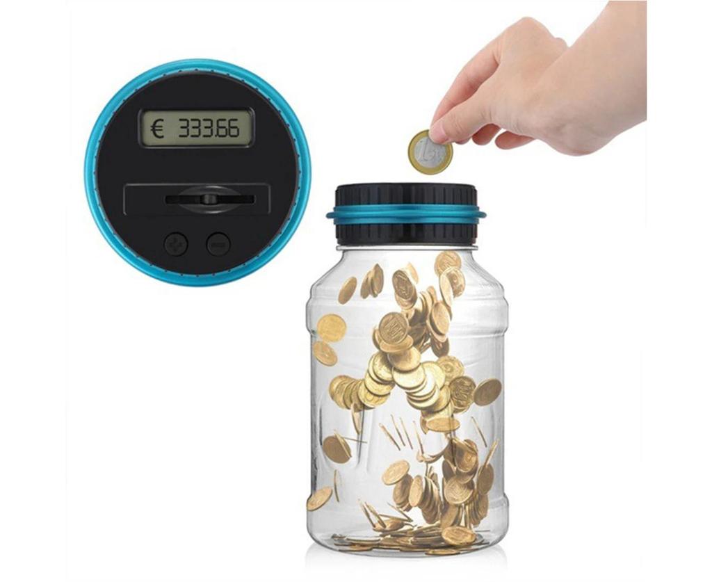 Digital Piggy Bank Counter Automatic Coin Counting Jar Money Saving Box Coin Saving Pot Container (1.8L)