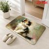 Artistic Cherry Blossom Black Cat Front Door Doormat Welcome Rug Entryway Porch Back Door Living Room Non Slip Mat