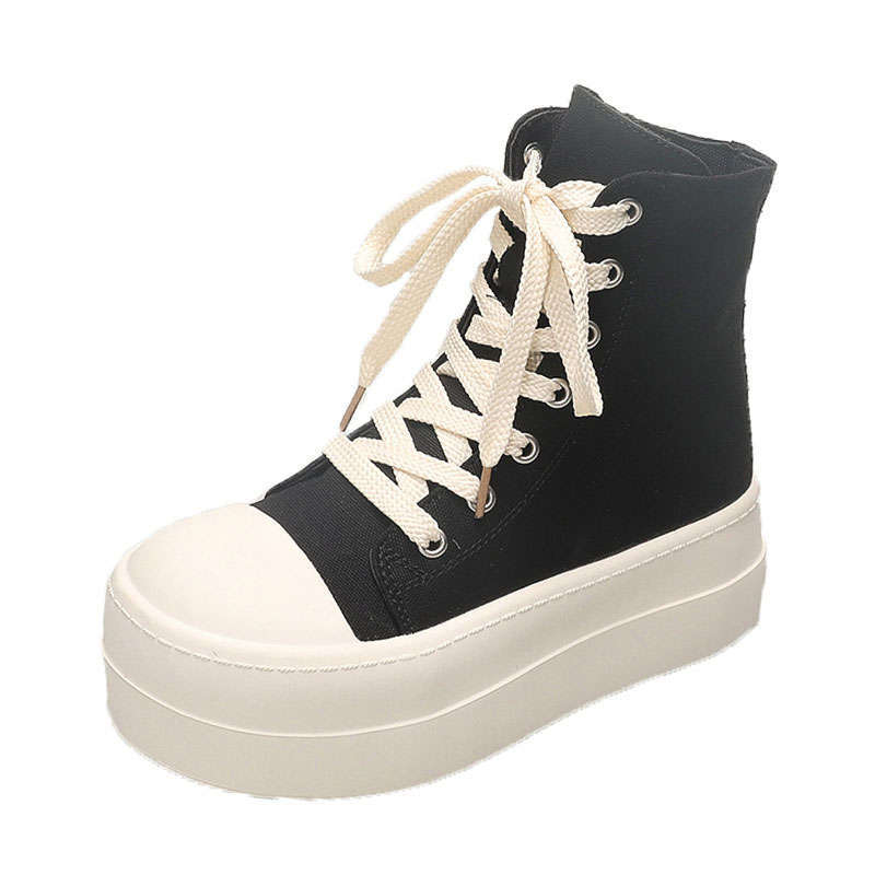 Ins Super Fire Thick-soled Heightening Board Shoes Women's Small Casual Shoes Women's Spring and Autumn New High-top Shoes