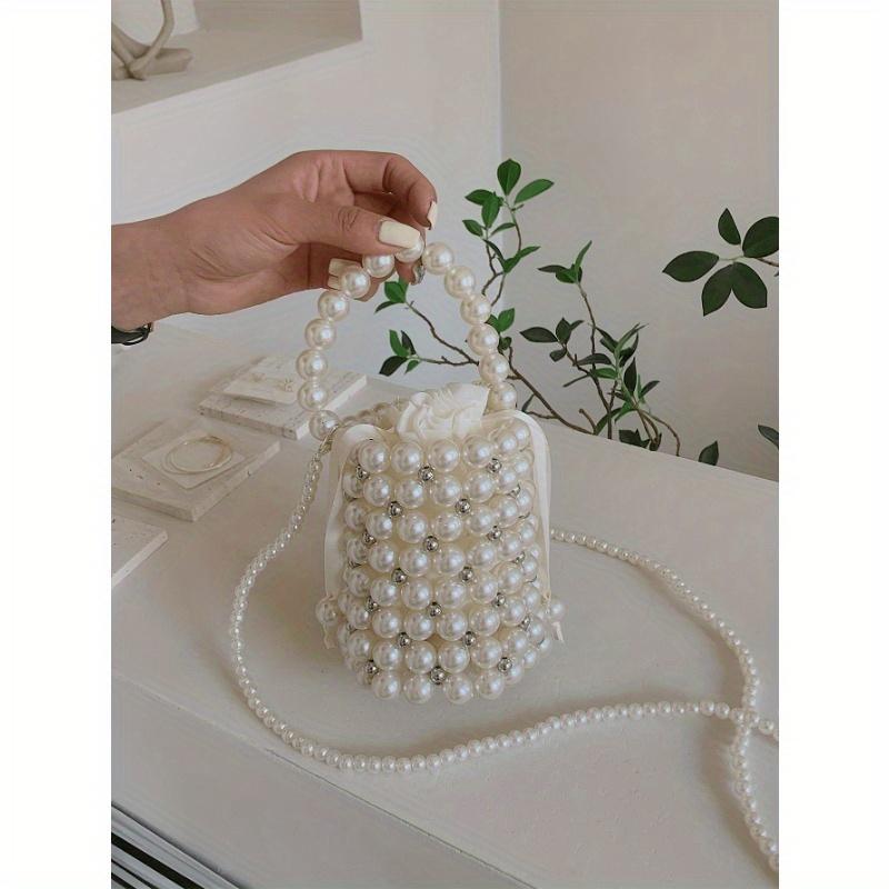 

Мини Модная Повседневная Сумка-Ведро с Декором из Искусственного Жемчуга и Стразов, Элегантная Жемчужная Сумка one-size разноцветный