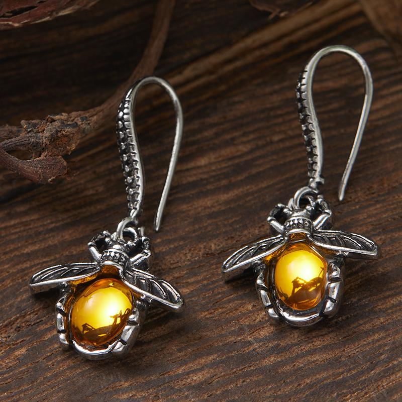 Vintage Exquisite Bohemian Firefly Style Pendant Earrings Women's Fashion Personalized Creative Zircon Gift Accessories